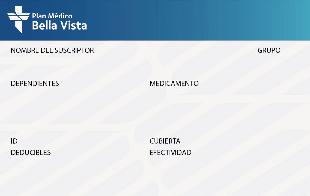 Frente de la tarjeta Plan Médico Bella Vista